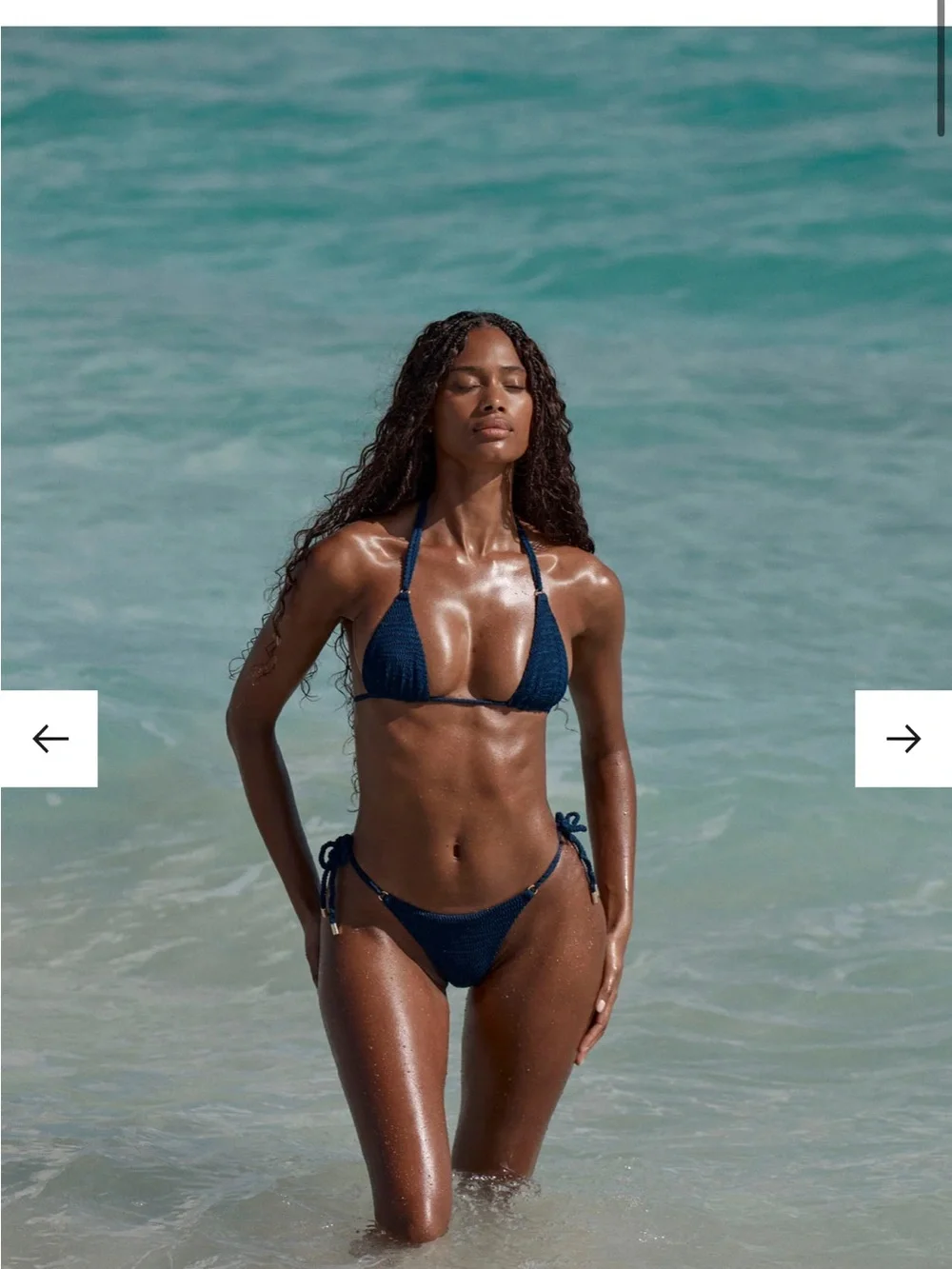 Monday Swimwear Navy Crochet Triangle Bikini Top